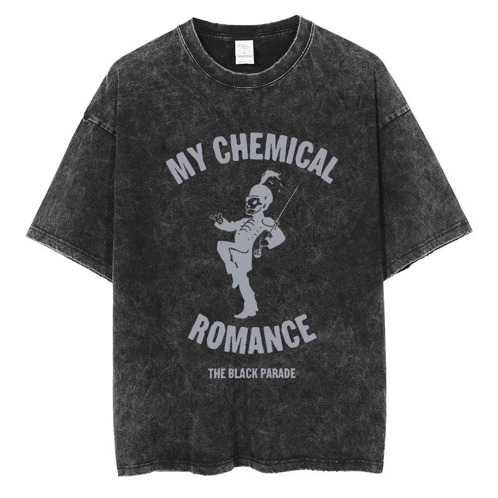 Rock Band My Chemical Romance Magliette Lavate The Black Parade Uomo Donna Punk Hip Hop Manica Corta Maglietta di Cotone Magliette Oversize