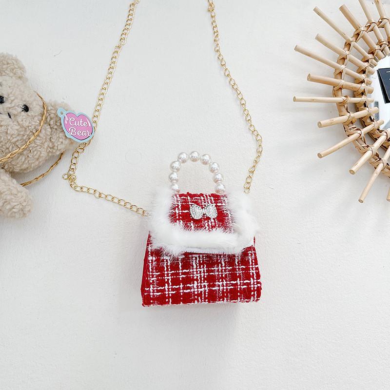 Stylish Children's Mini Red Handbag With Pearl Accent Perfect For New Year Celebrations