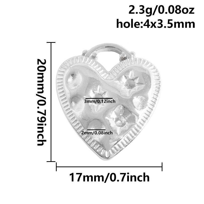 6pcs High Quality Assorted Stainless Steel Heart Charms For Jewelry Making Bracelets Keychain Pendant DIY Women Men Pendant Bulk