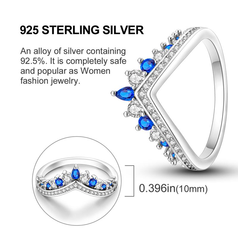 925 Silver Rings Original Design Blue Zircon Star Moon Finger Rings For Women High Quality Wedding Jewelry Gift