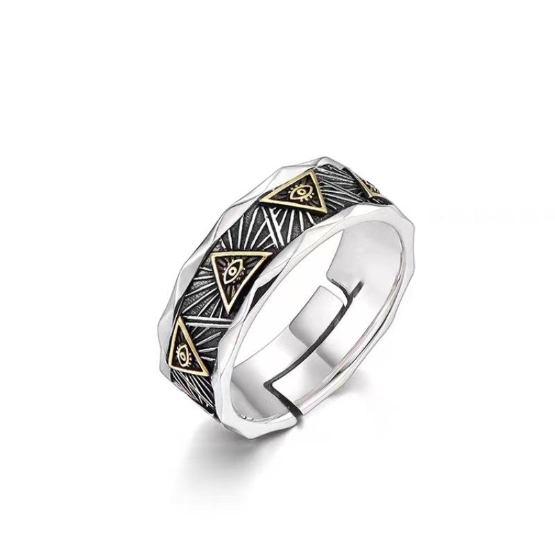 God's Eye Adjustable Ring for Men, Trendy Design, Niche Retro Personalized Handmade Gift