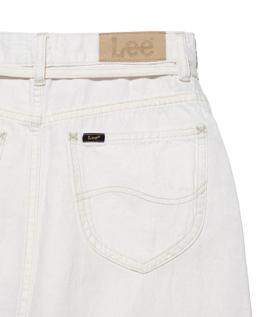 LEE Women Linen Midi Denim Skirt Ecru