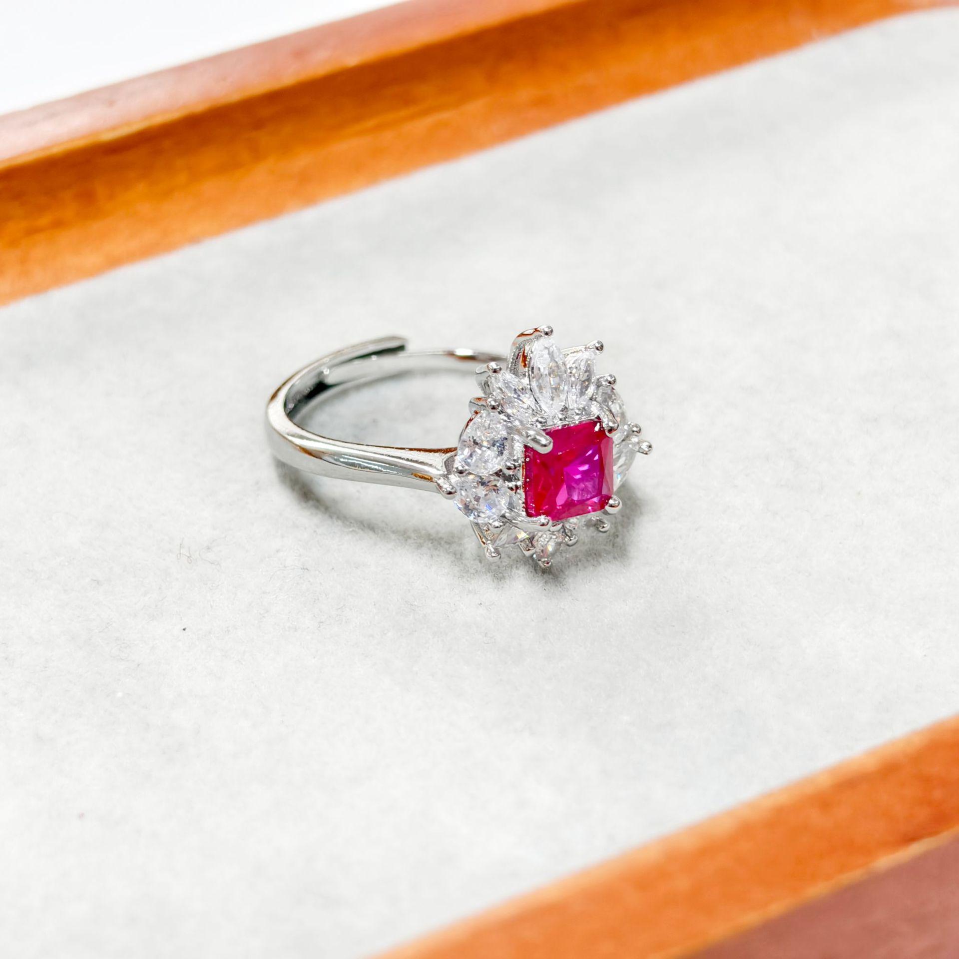 Gessen Jewelry: Elegant Red Zirconia Earrings, Ring & Pendant Set