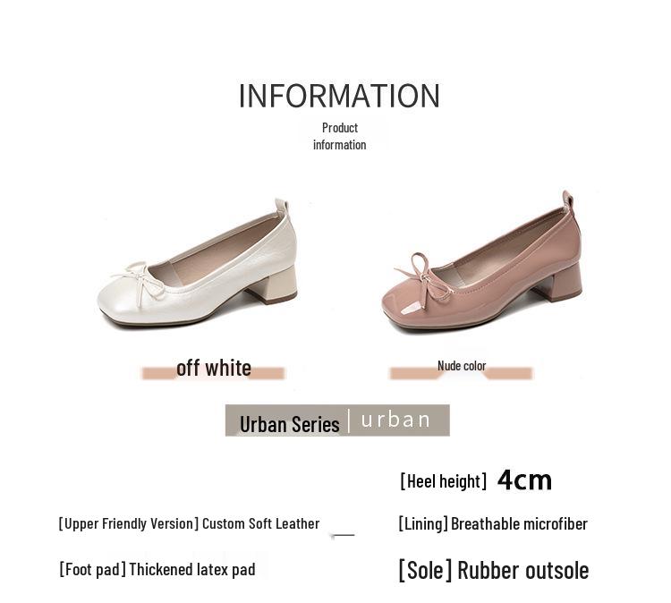 2025 Fall Chunky Heel Square Toe Bow Mary Jane Women’s Slip-On Shoes