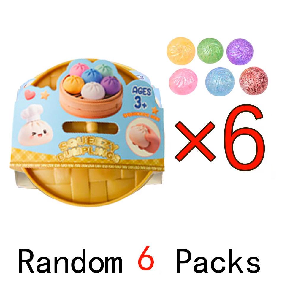 Mini Dumpling Bun Decompression Ball Pink With Steamer Basket Glitter Colored Shaped Venting beads Round Sensory Bouncy Durable Elastic