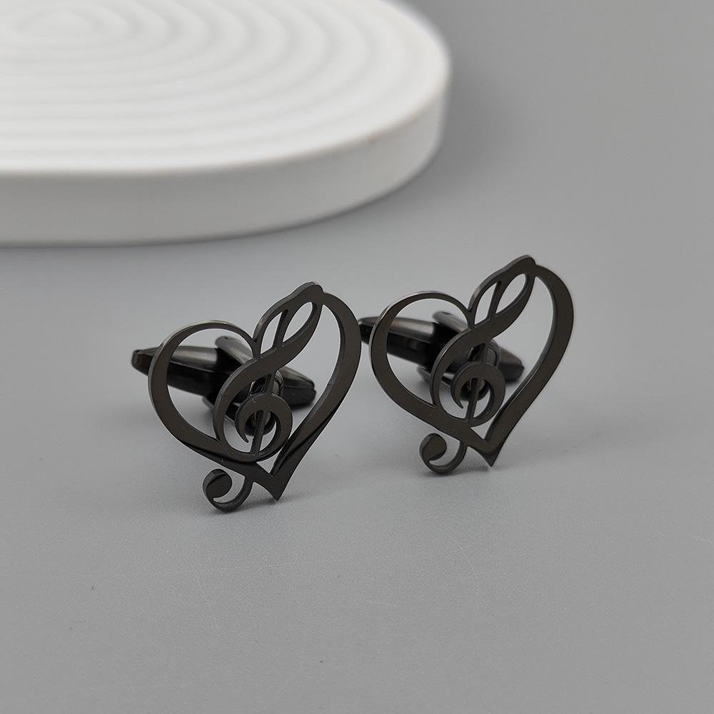 Insignă placată cu aur simbol Iubesc muzica, broșă de guler pentru bărbați neagră, argintie, set accesorii costum, cadou de marcă pentru bărbați