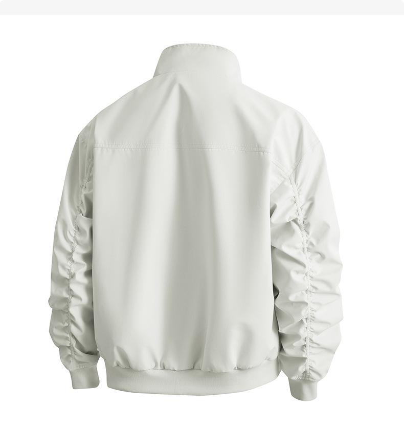 Men's Windproof Stand Collar Workwear Jacket - American Style, Three-Proof, Short, Loose Fit, for Spring & Autumn.