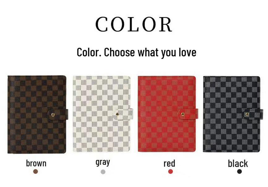 Authentic Cross Pattern A5 Notebook, Loose-Leaf A7 Checkered Planner, A6 Leather Notebook with Horizontal Ruled Pages