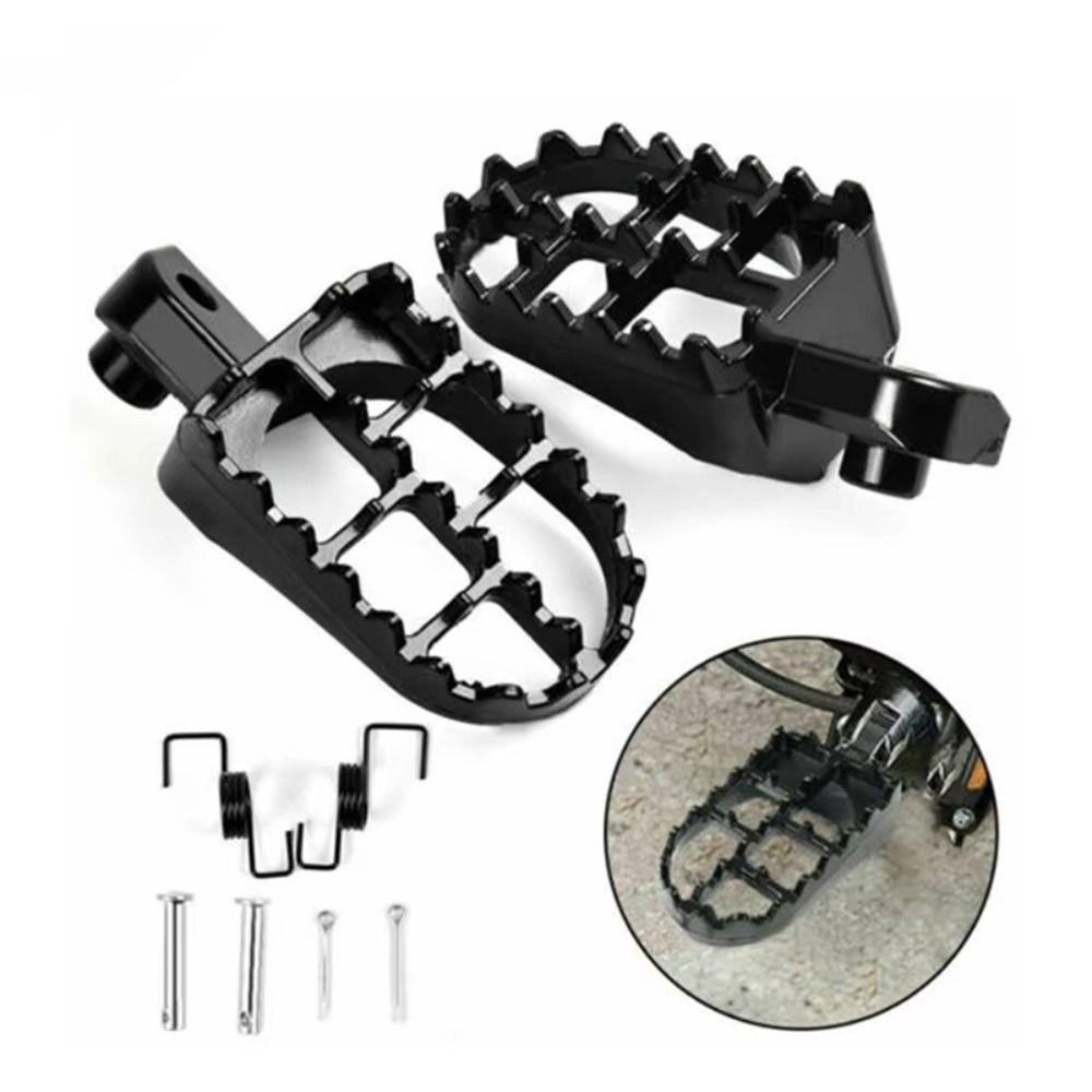 Black/Silver Motorcycle Foot Pegs Springs Bolts Dirt Bike Footrest Motorcycle Pedals Motorbike