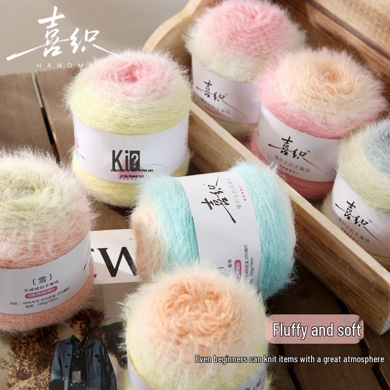 Two-Color Honeycomb Gradient Wool Yarn for DIY Scarves and Hats