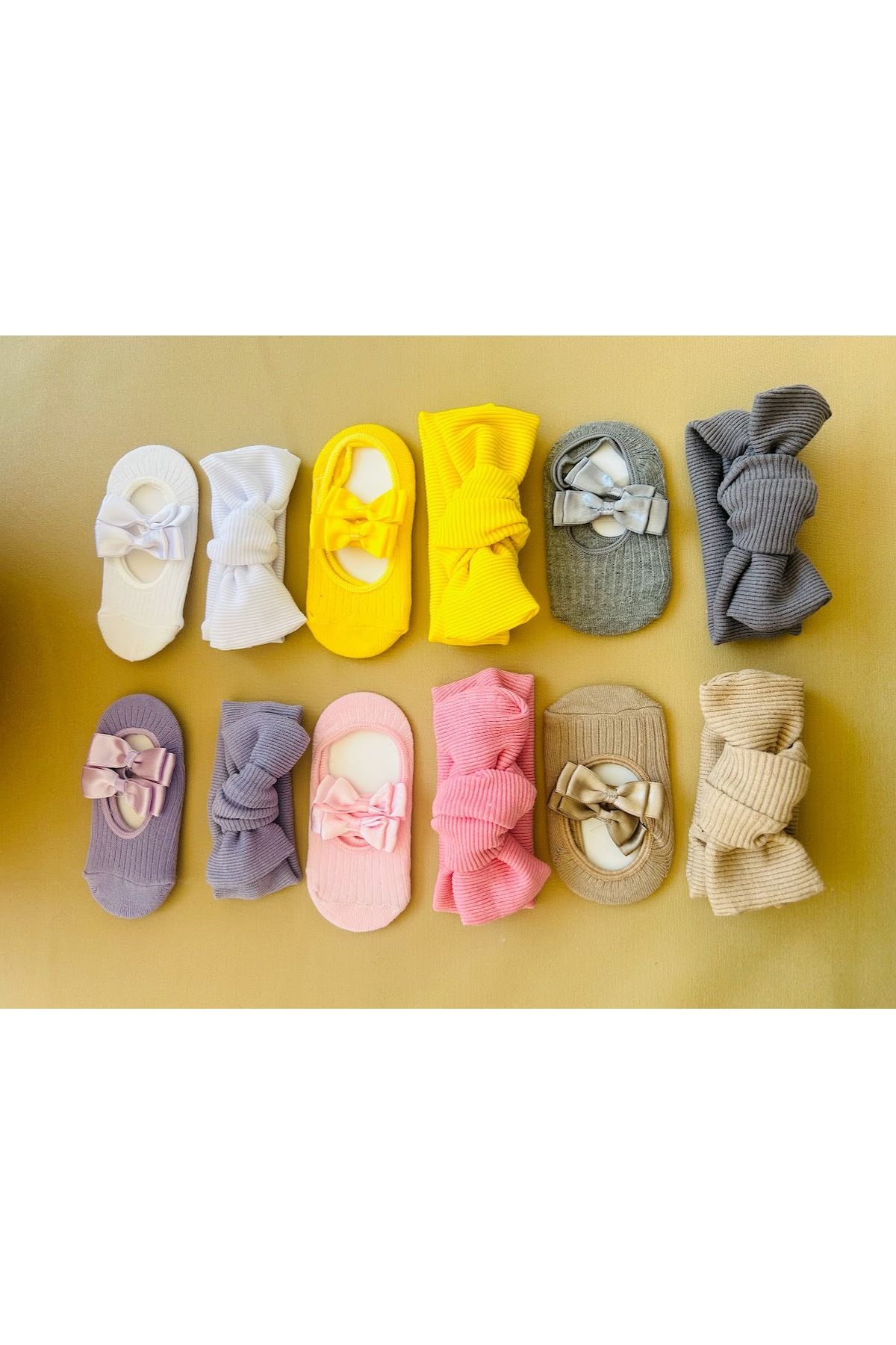 

Baby Girl and Child Bandana and Ballerina Set 12 Pieces 0-3 Yaş жёлтый/серый