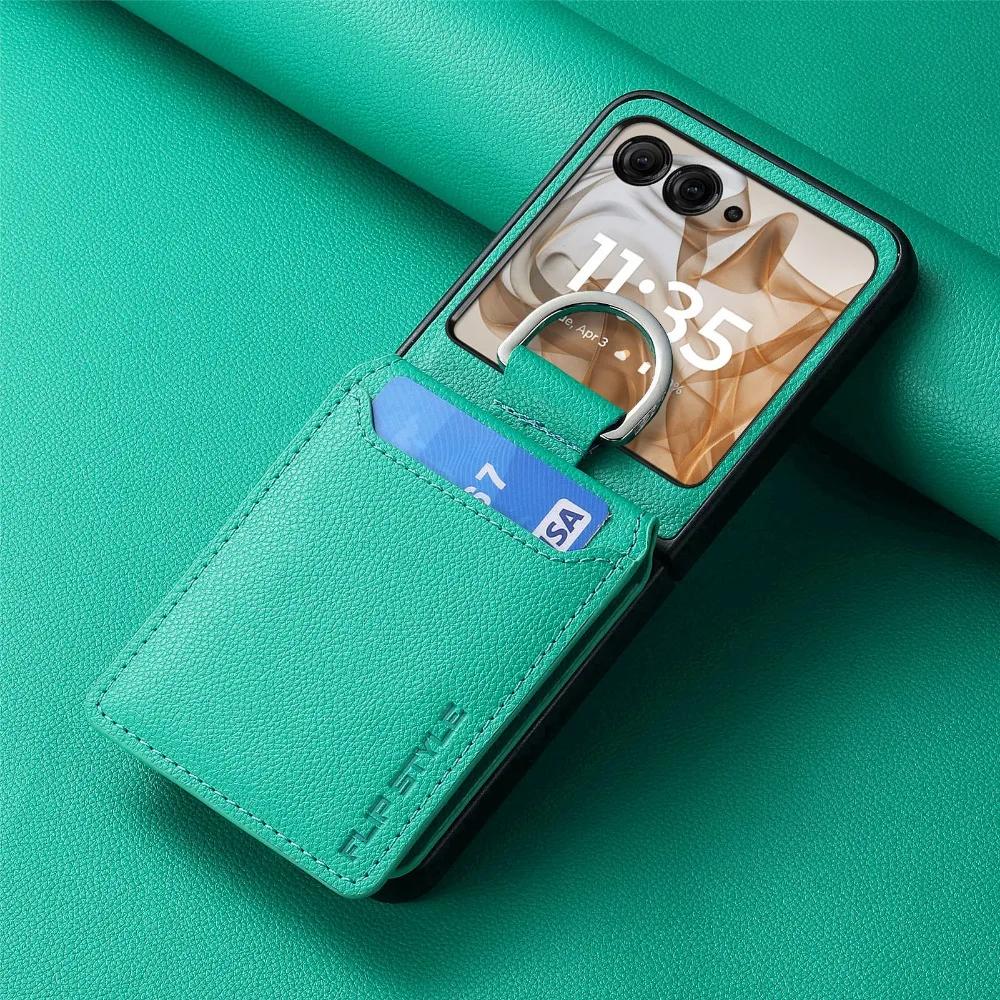

For Motorola Razr 60 50 Ultra Mooto Razr40 Phone Case Finger Ring Card Slot Holder Bag Purse Wallet PU Leather Protective Cover Moto Razr 60