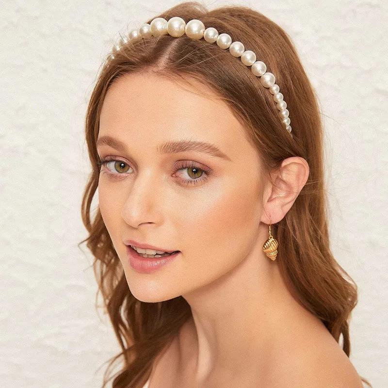 Modyle Fashion Full Pearl Hairbands Elastic Flower Women Hair Hoop Bands Headband Bezel Girls Hair Accessories Headdress