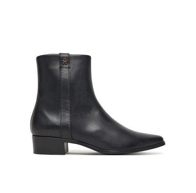Ботильоны Tommy Hilfiger Th Leather Pointy Zip Bootie FW0FW08980 Black