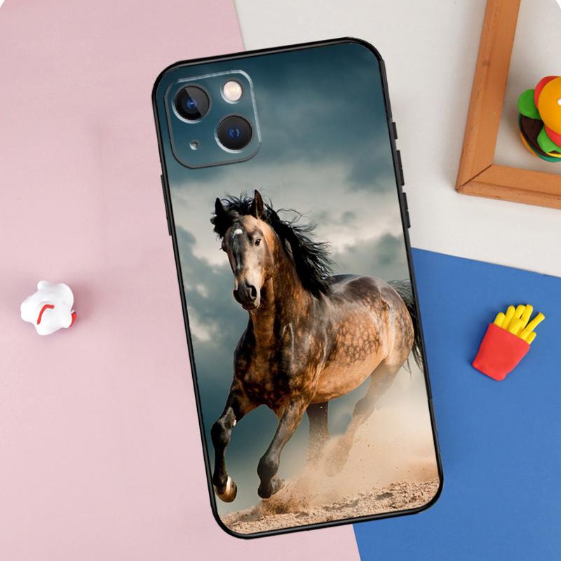 Running Horse Animal Phone Case For iPhone 16 Pro Max 11 12 13 14 15 Pro Max Mini XR 16e 15 16 Plus Cover Shell