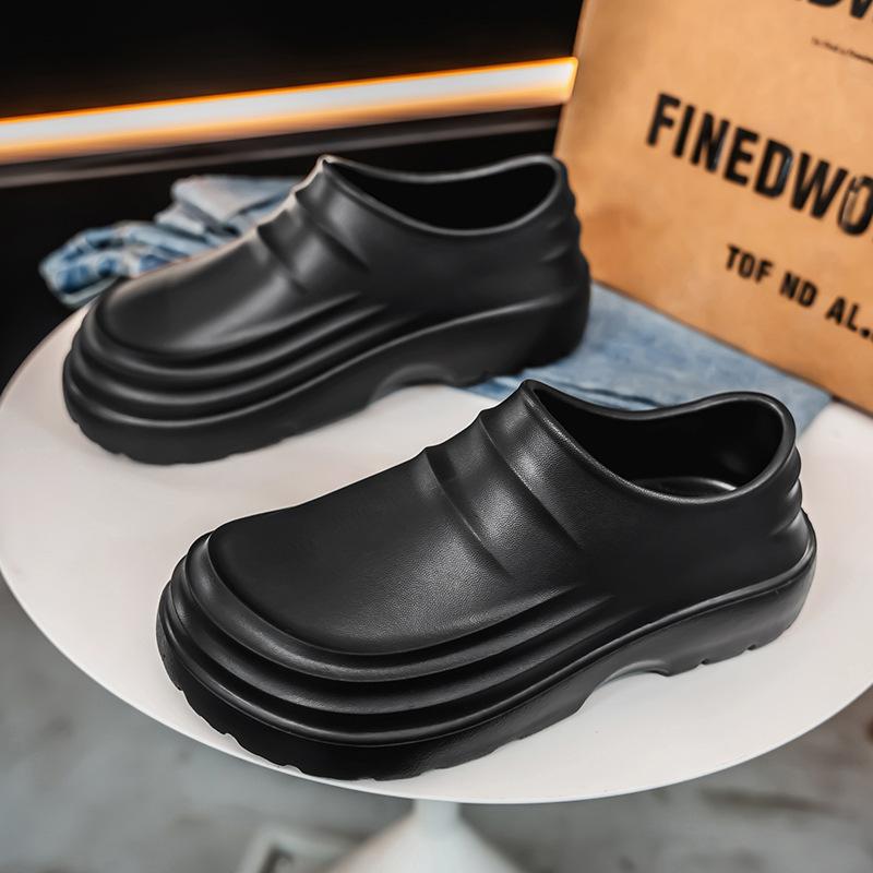 

Мужская обувь для шеф-повара, водонепроницаемая и маслостойкая, новая универсальная рабочая обувь, сандалии, легкие и износостойкие, на толстой подошве, сумка для пары, перетаскивание головы 44/45 чёрный