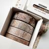 YUBX Masking Tape Thin Washi Paper Retro Base for DIY Gift Decoration 8-Piece Set Strips, Tape, Pattern, Crafts, Journals, Planners, Scrapbooks,