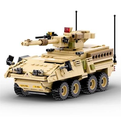 Segunda Guerra Mundial Exército Militar Soldado SAWT M1128 Sistema de Artilharia Móvel Blocos de Construção Brinquedo Infantil