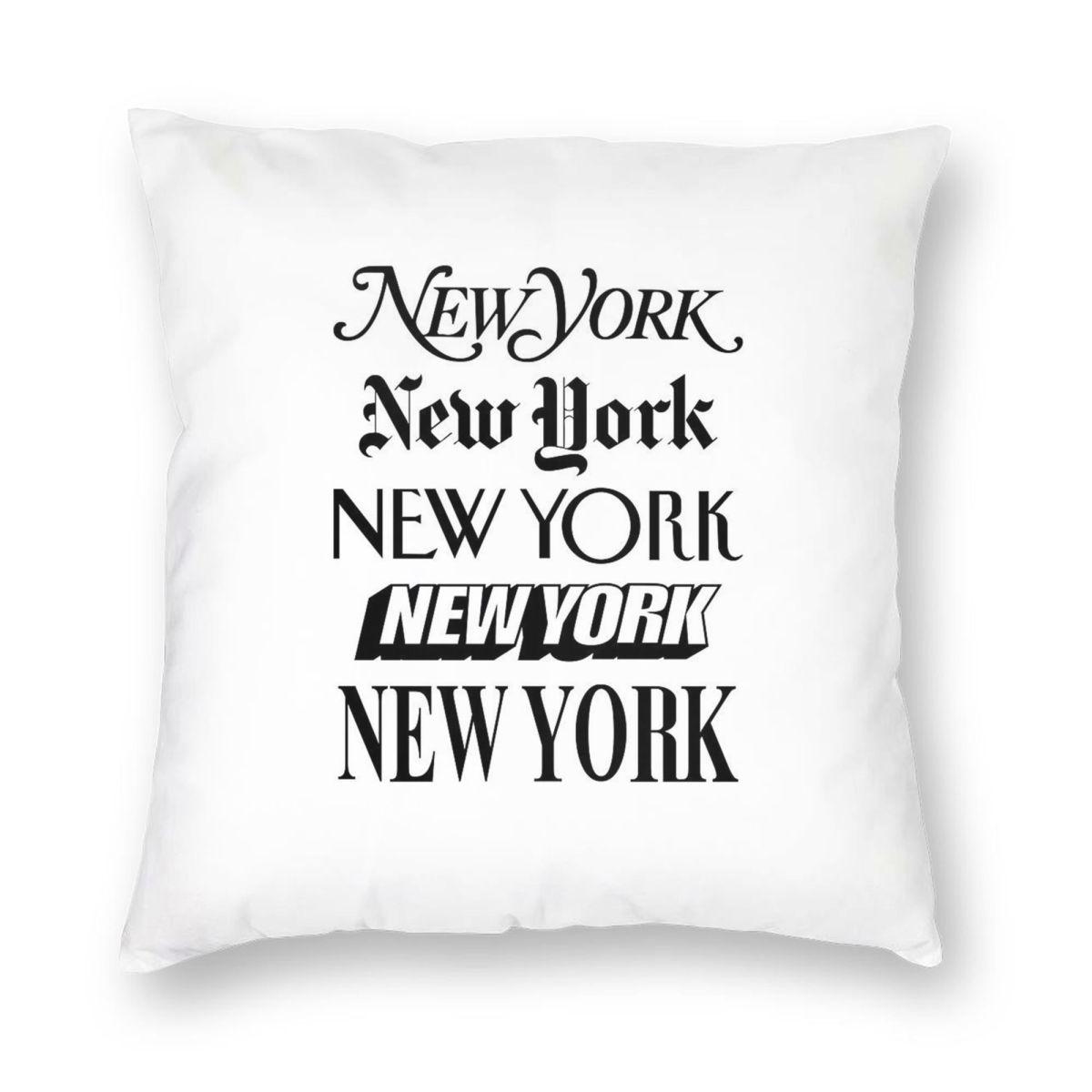 New York New York Square Pillowcase Polyester Linen Velvet Pattern Zip Decor Pillow Case Home Cushion Case Peach skin 18*18(CM)-1Pcs