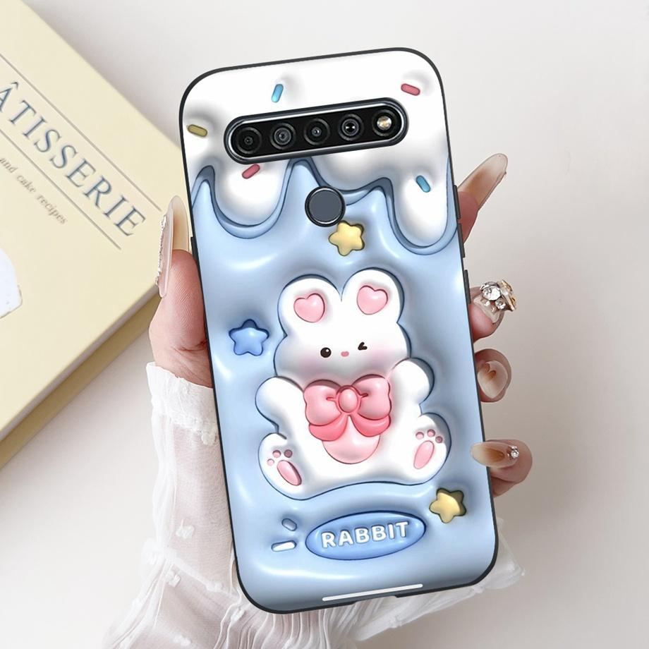For LG K41s K51s K52 Q52 K61 Q61 K62 K22 2020 Phone Case Back Cover Soft Matte Silicone Slim Fundas Lovely Panda Rabbit Flower