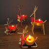 Christmas Reindeer Tealight Candle Holder Gold Iron Decoration for Table Window Versatile Christmas Holiday Decor
