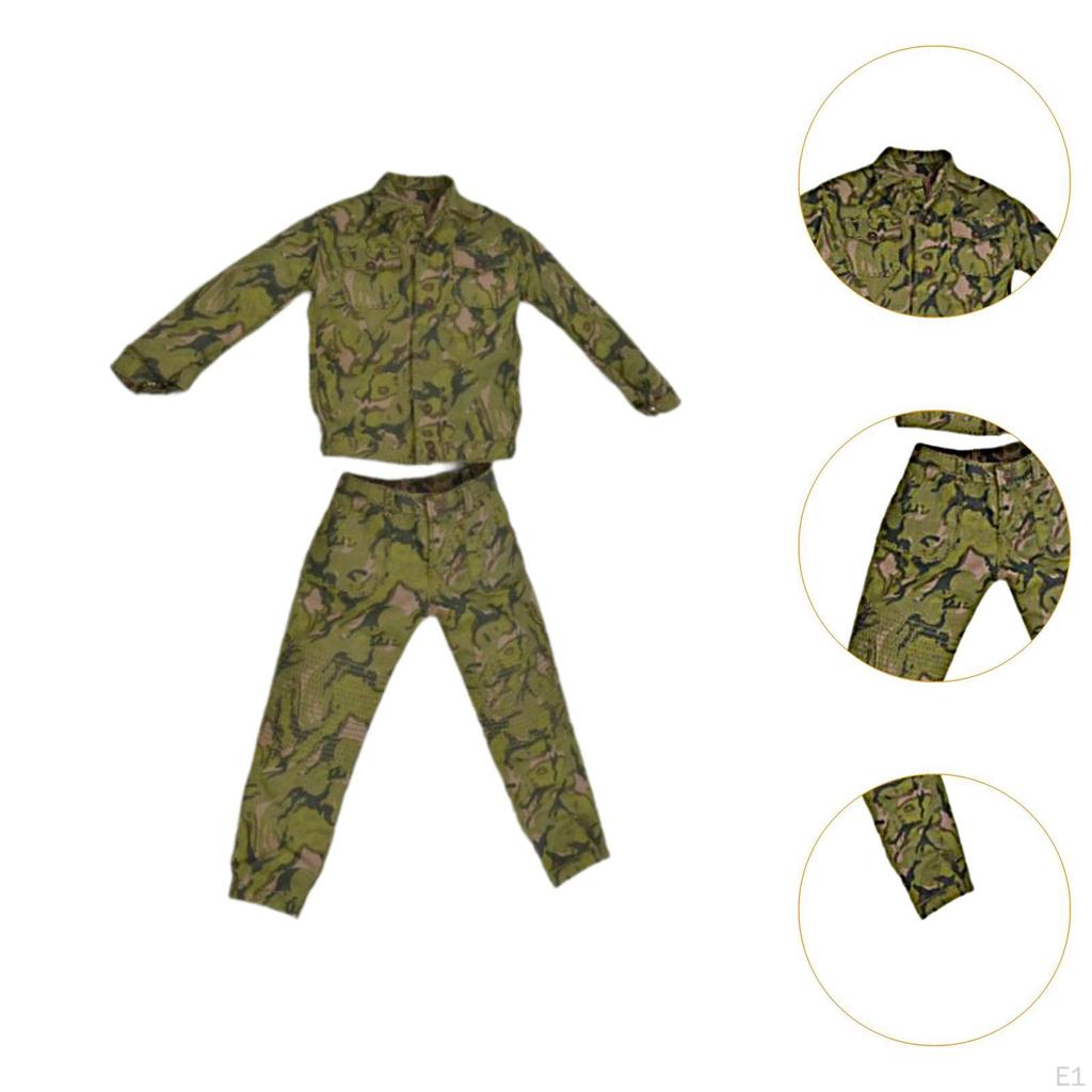 2Pcs 1/6 Uniform Full Set Handmade Doll Clothes Outfit Miniature Clothing and Pants for 12 inch Male