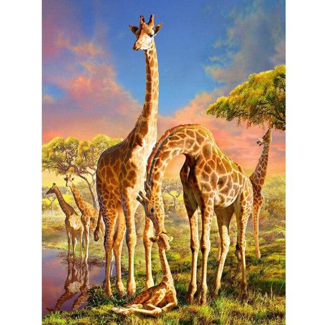 5D DIY Diamond Painting Giraffe Full Square/Round Drill Rhinestone Handcraft Kits Diamond Embroidery Animals Home Decoration