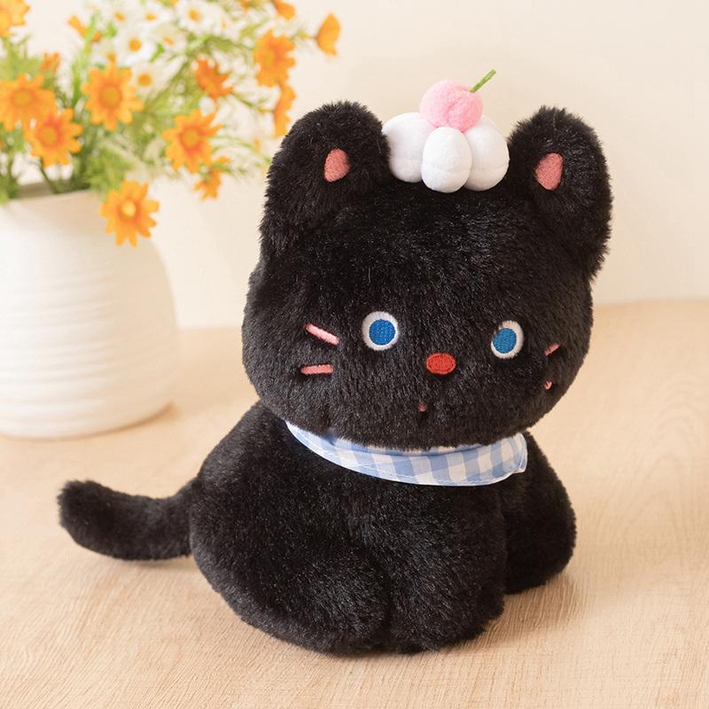 

Кавайная плюшевая игрушка Черный Кот Милый Кот с Декором из Кремового Торта Плюшевая Кукла Сладкий Компаньон Идея для Подарка на День Рождения 25cm