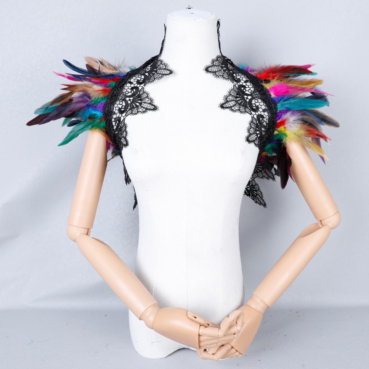 

Готический плащ из перьев на Хэллоуин и набор аксессуаров для костюма с чокером 80cm