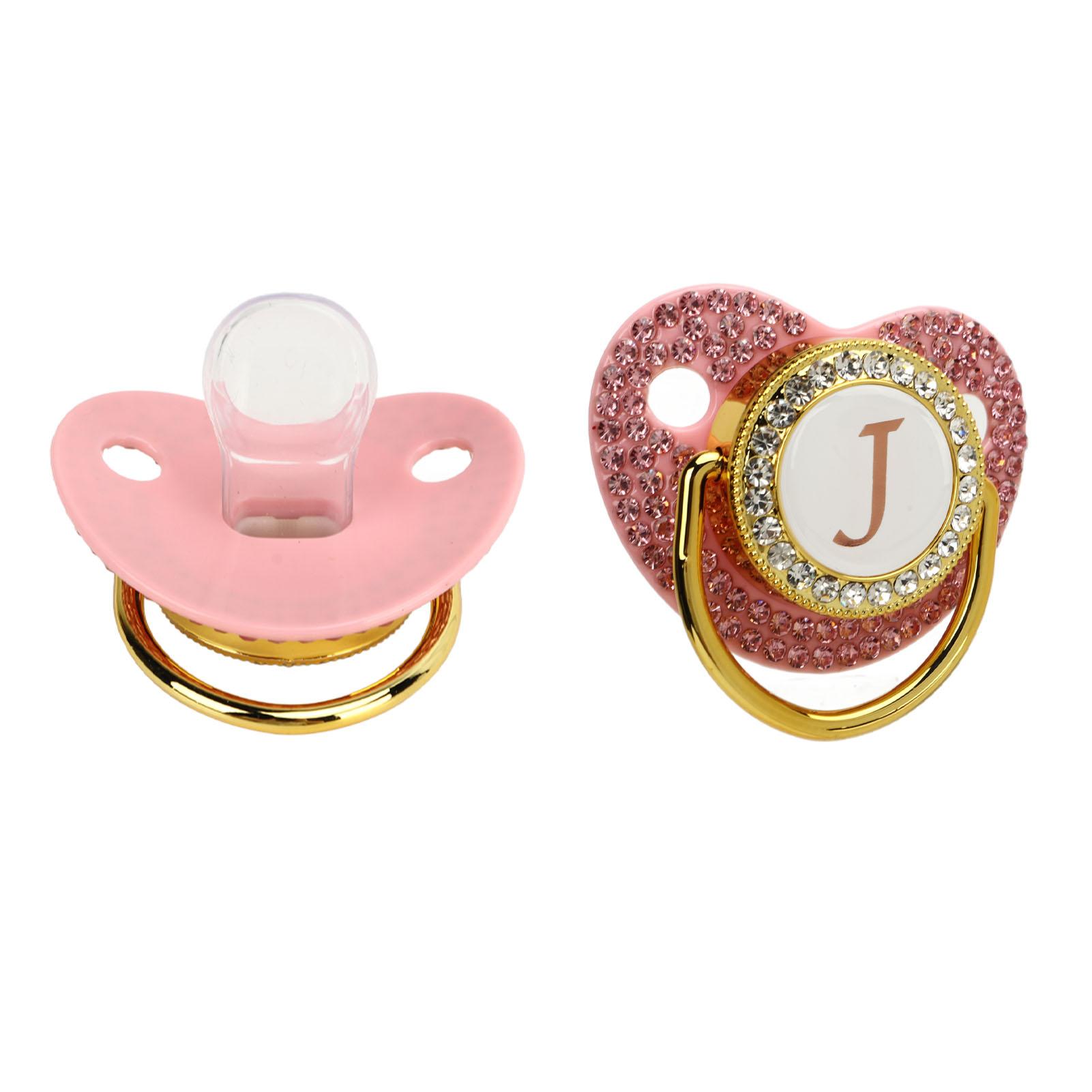 Gouden Baby Speen Bedekt met Strass Steentjes Gebogen Ontwerp Siliconen Speen voor Baby Melkpoeder Voeding