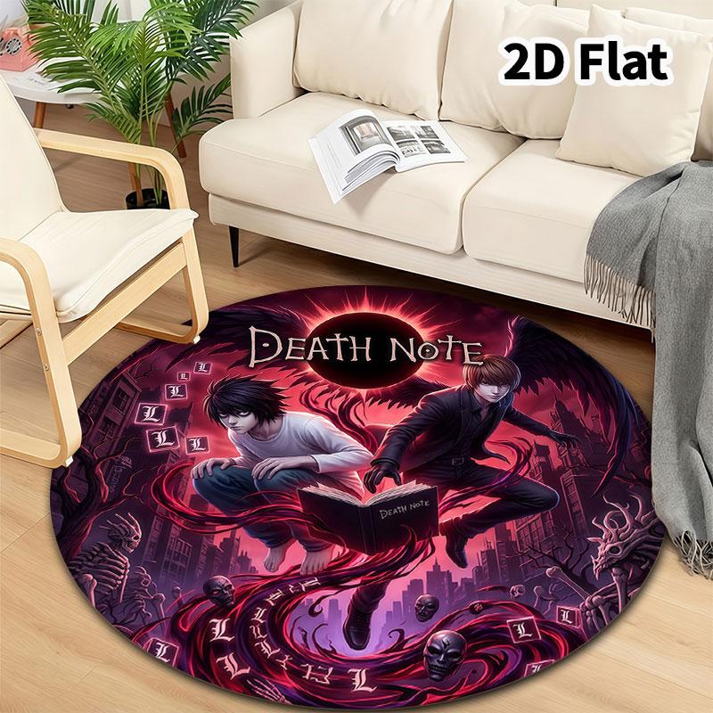 Death Note Round Area Rug Carpet Rug For Living Room Bedroom Sofa Playroom Decor Nonslip Floor Mat