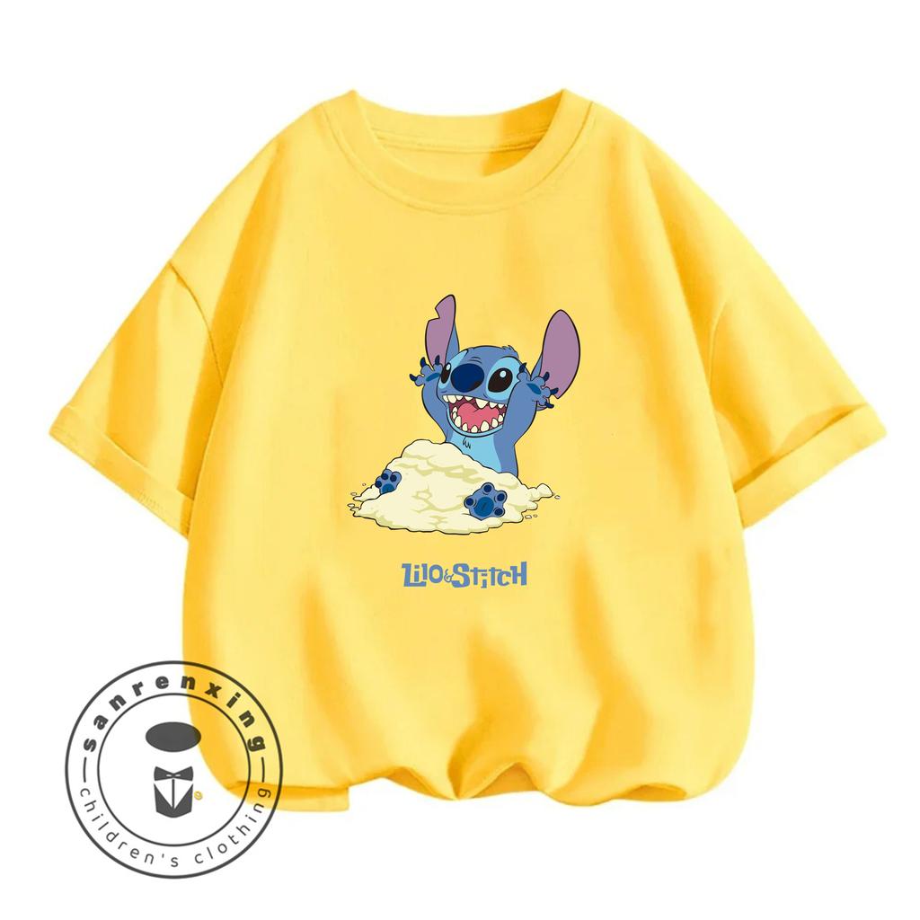 Stitch Cartoon Smiley Face 2026 Summer Casual Top for Boys and Teenagers