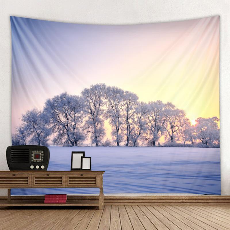 Jul skog snö scen heminredning gobeläng psykedelisk scen bohemiska vägghängande sovrum väggdekoration