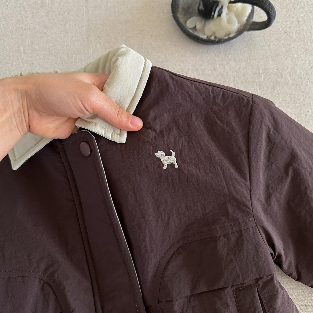 Jungen Winter-Steppjacke mit süßem Hundedruck Baseball