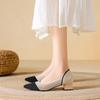 2026 Spring and Summer New Hollow Pointed Thick Heel Flying Single Shoes Princess Commuting Comfortable Knitted Shoes