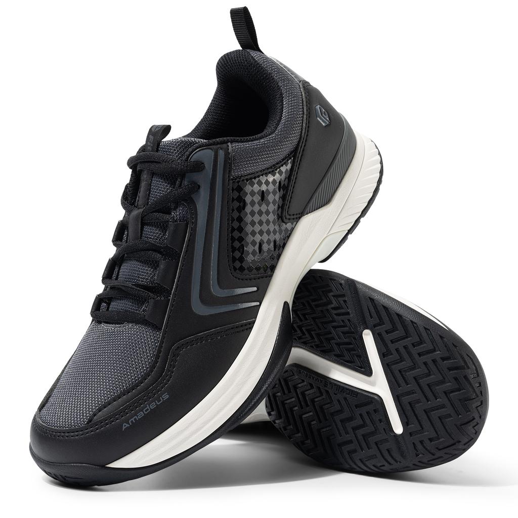 Men's Wide Tennis Shoes Breathable All Court Sneakers with Arch Support for Racquetball and Badminton