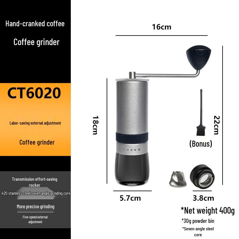 Stainless Steel Hand-Crank Coffee Grinder - Portable and In Stock