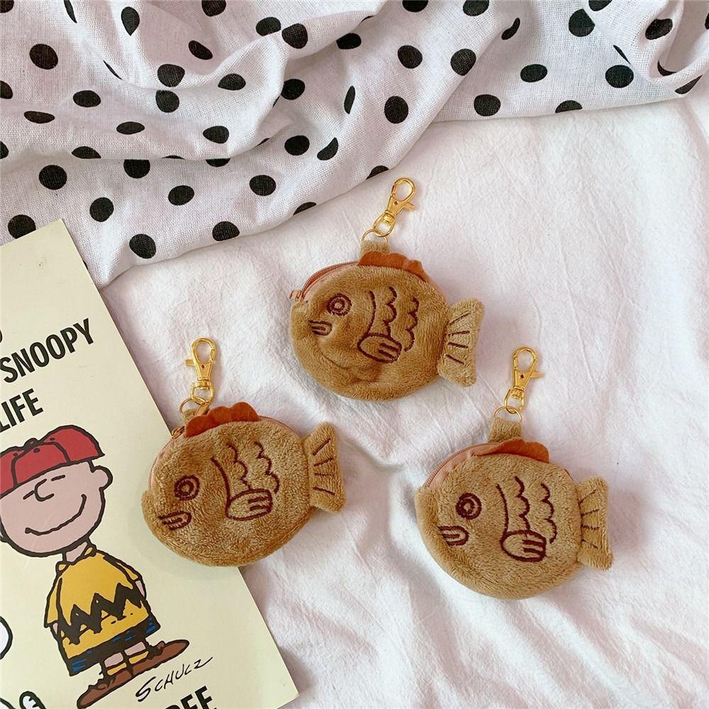 Pendant Plush Keychain Zipper Wallet Small Fish Purse Soft Taiyaki Coin Purse Coin Purse Keychain