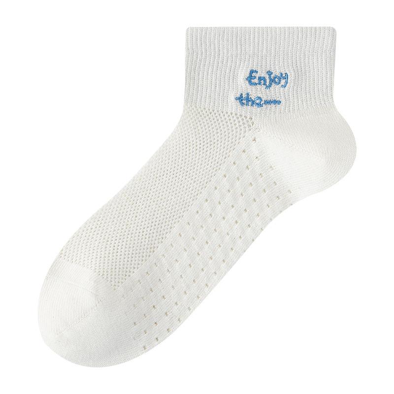 White Socks for Women, Summer Thin Mesh Breathable Cotton Socks, Women's Short Socks, Cute Cartoon Embroidered Short Socks