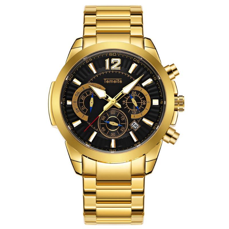 Top Brand Watch Quartz Large Dial Luminous Watch Men's Stainless Steel Strap Calendar Quartz Glass Mirror Chronograph Watch