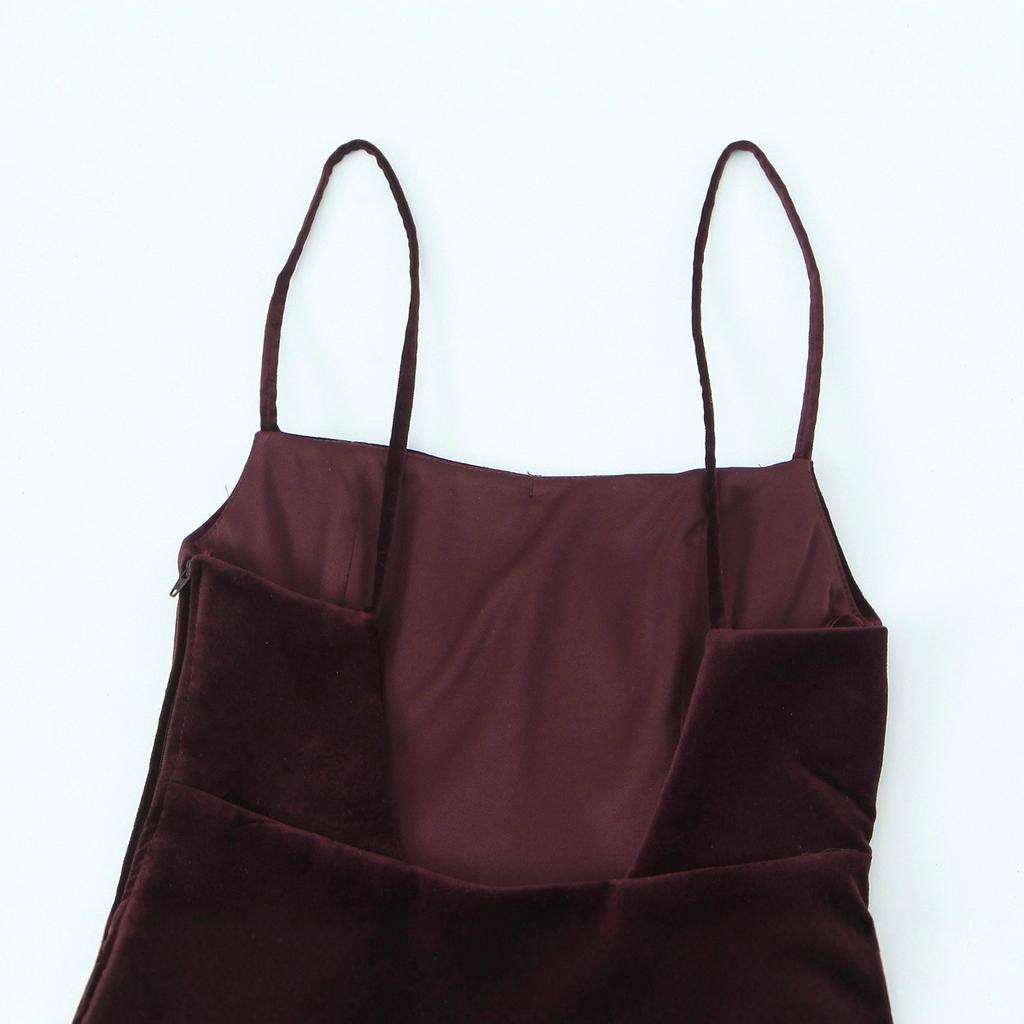 Autumn new slim and thin casual suspender backless French sexy solid color dress for women