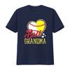 Casual Baseball Softball Ball Grandma Leopard Heart Print T Shirt Vintage Washed Stretched Streetwear Soft Unisex Versatile