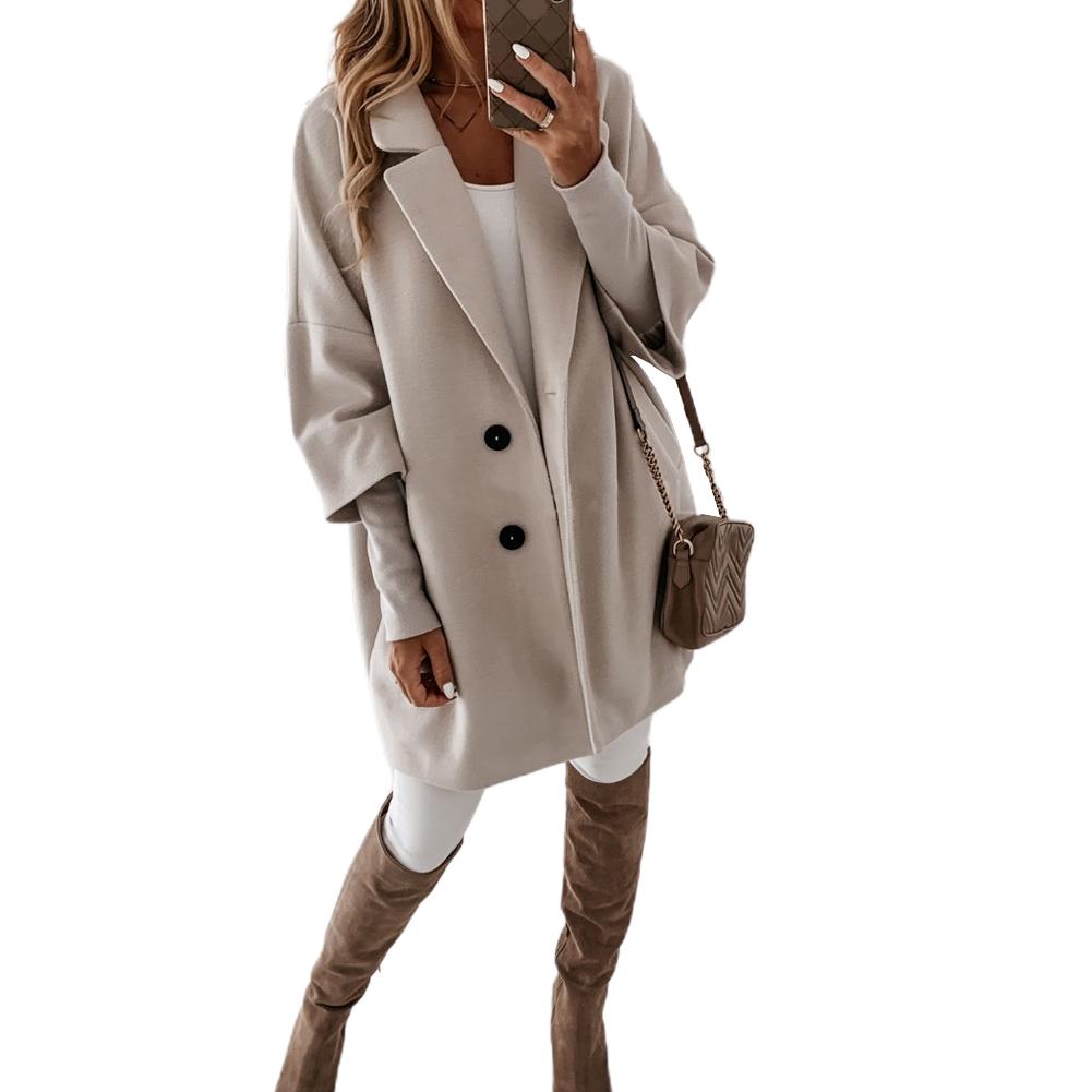 Women Winter Breasted Wool Coat Suit Collar Autumn Warm Fashion Outerwear