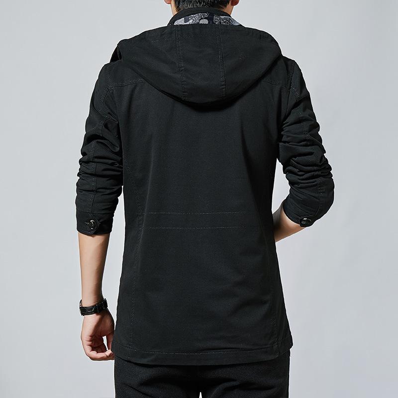 Pure Cotton Cotton Jacket Men's Autumn and Winter Korean Version Trendy Casual Loose Medium and Long Trench Coat Top