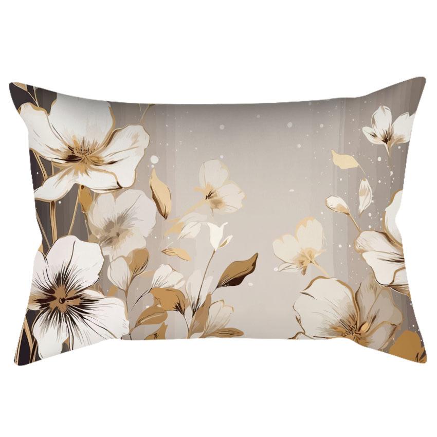 Chinese Retro Watercolor Golden Floral Print Pillowcase Home Sofa Cushion Pillowcase