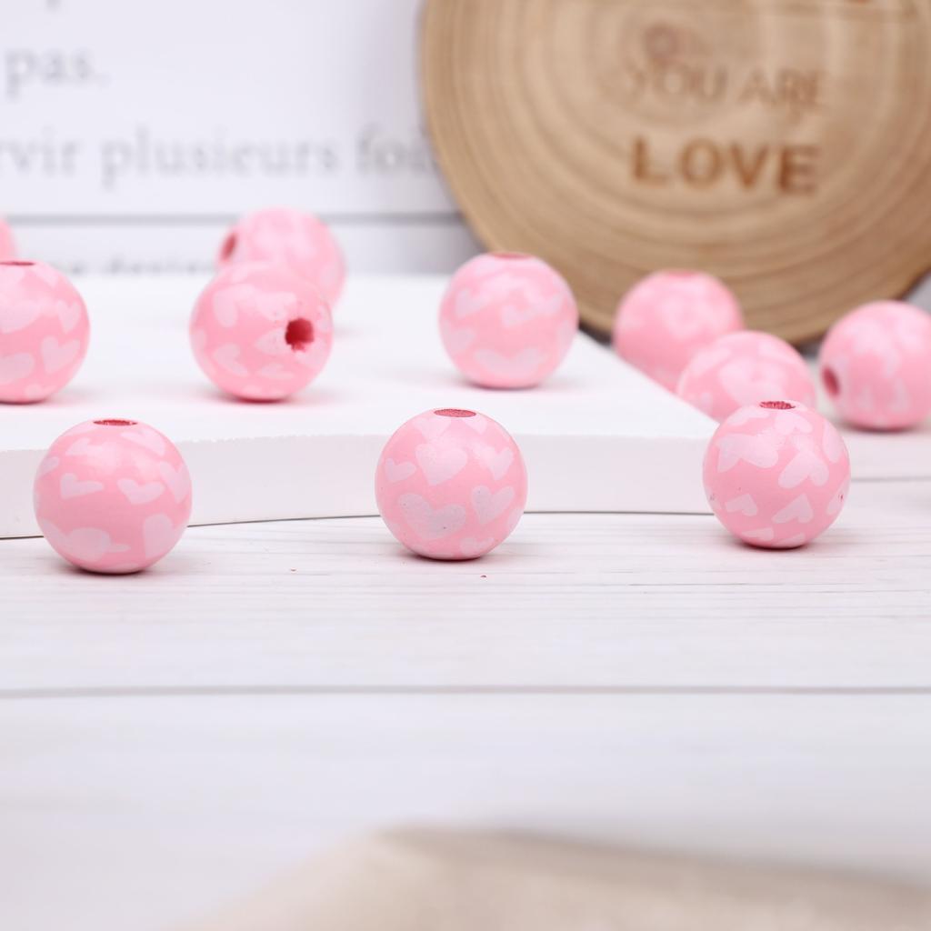 Valentine'S Day Love Wooden Beads Home Decoration Colorful Wooden Beads Wreath Accessories Diy Fringed Hemp Rope Wooden Beads String