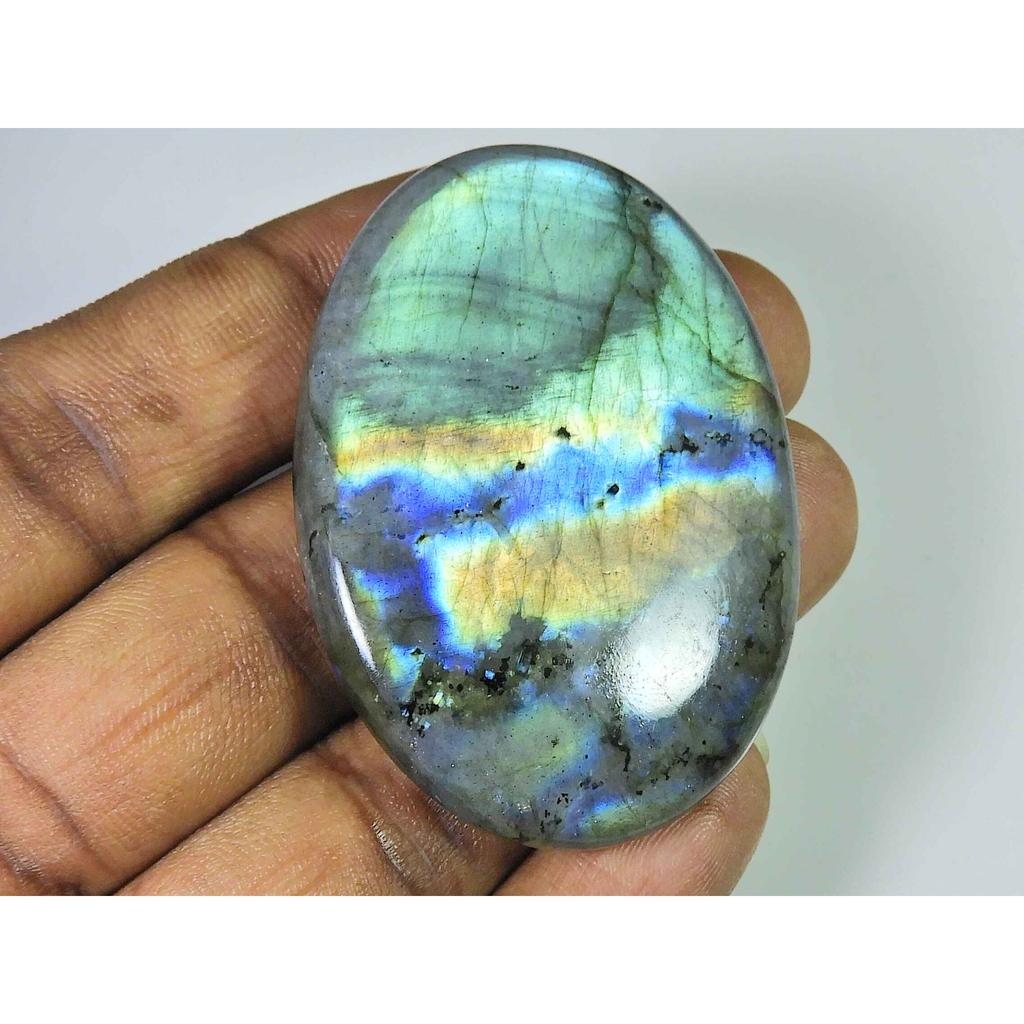 160Cts. Natural Labradorite Oval Crystal Cabochon loose Gemstone 39X55MM SK-1988