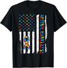 Autism Awareness Mom Dad USA Flag Pride Unisex T-Shirt