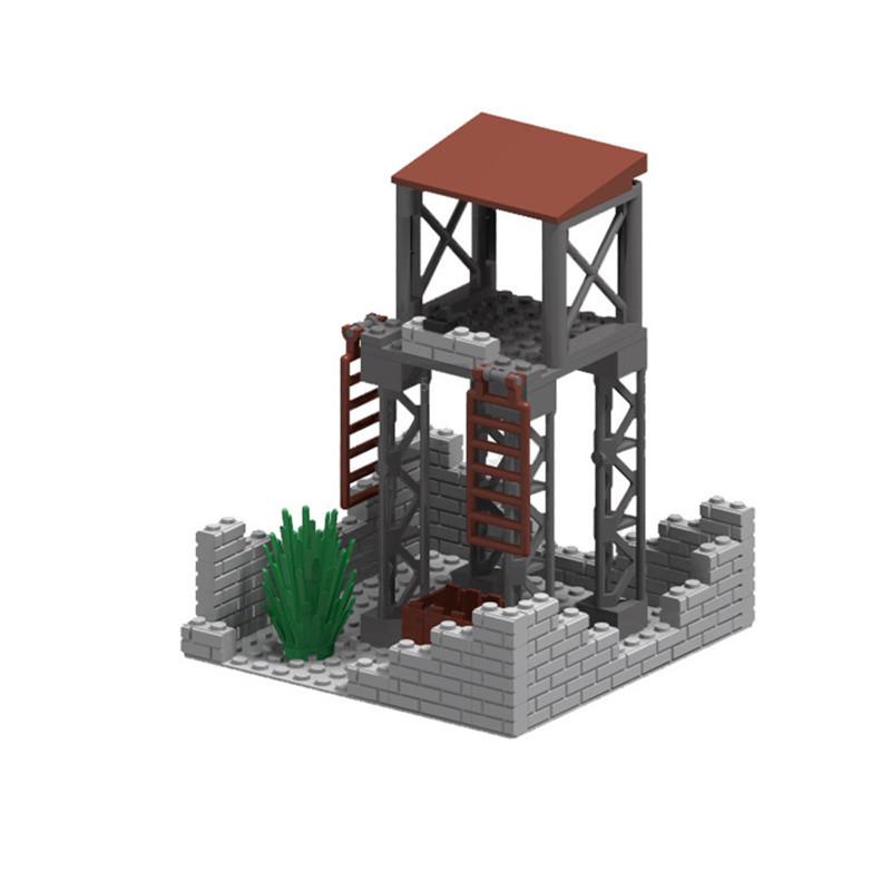 Military Watchtower Command post Construction building blocks Military scene With Weapons model For Children Boys toy