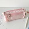 Ins Casual Style Ruffle Pencil Case Aesthetic Multi-Layer Large Capacity Stationery Organizer for School Simplicity Pen Bag